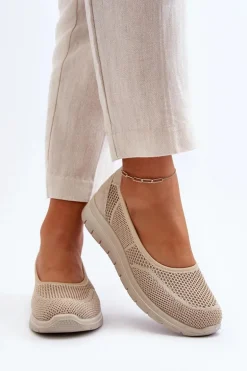 Baleriny Na Platformie I Koturnie Beżowe Aviaba