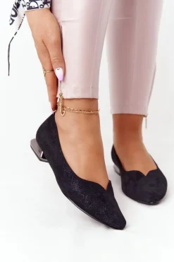 Baleriny Na Srebrnym Obcasie Vinceza 21-10601 Czarne