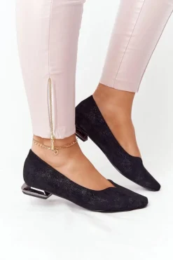 Baleriny Na Srebrnym Obcasie Vinceza 21-10601 Czarne