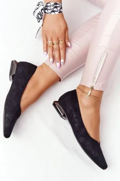 Baleriny Na Srebrnym Obcasie Vinceza 21-10601 Czarne