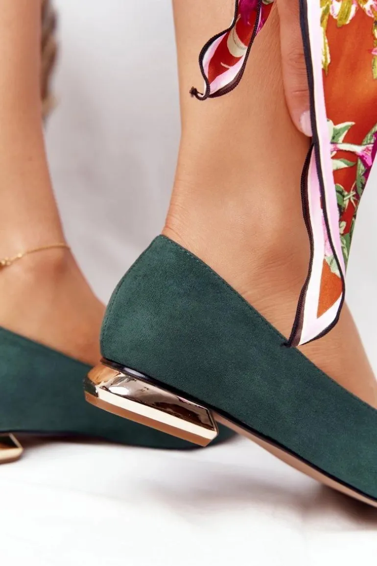Baleriny Na Złotym Obcasie Vinceza 21-10601 Zielone