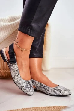 Baleriny Sergio Leone Szare Wężowy Wzór BL615