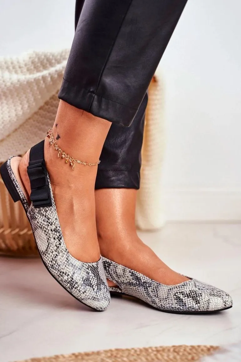 Baleriny Sergio Leone Szare Wężowy Wzór BL615
