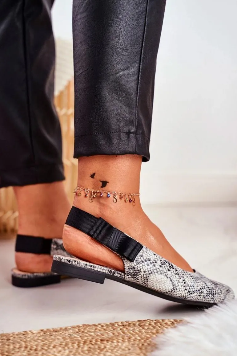 Baleriny Sergio Leone Szare Wężowy Wzór BL615