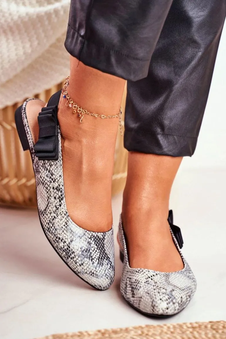 Baleriny Sergio Leone Szare Wężowy Wzór BL615