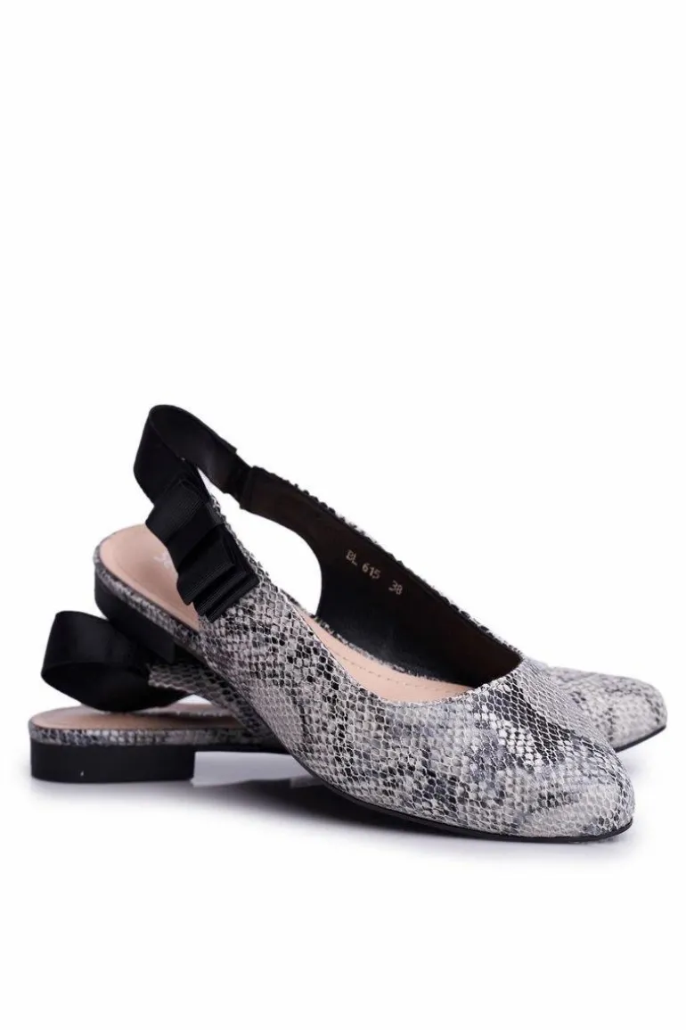 Baleriny Sergio Leone Szare Wężowy Wzór BL615