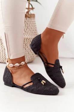 Baleriny W Szpic Z Plecionką Lu Boo Czarne