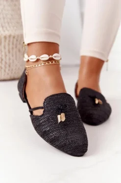 Baleriny W Szpic Z Plecionką Lu Boo Czarne
