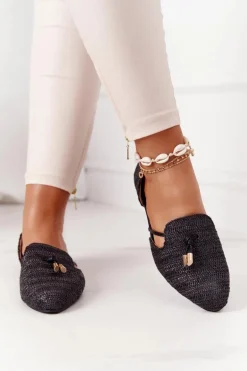 Baleriny W Szpic Z Plecionką Lu Boo Czarne