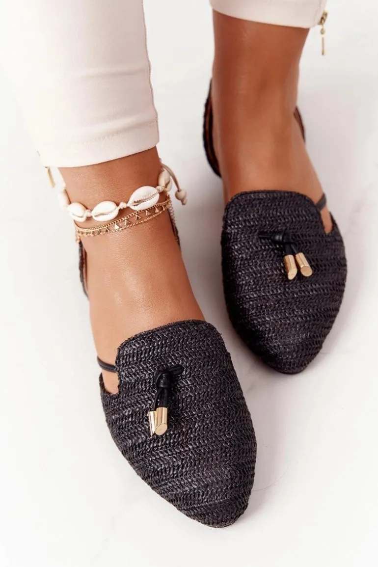 Baleriny W Szpic Z Plecionką Lu Boo Czarne