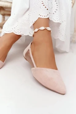 Baleriny W Szpic Z Siateczką Beżowe Melania