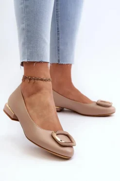 Baleriny Z Klamrą Sergio Leone BL203 Beżowe