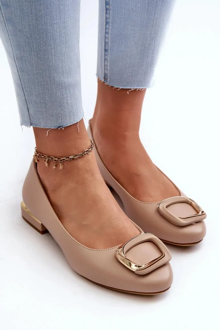 Baleriny Z Klamrą Sergio Leone BL203 Beżowe