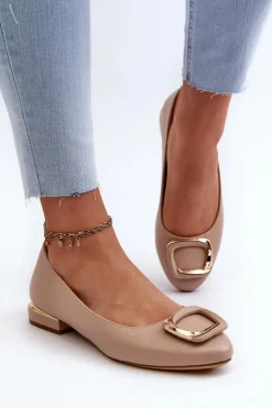 Baleriny Z Klamrą Sergio Leone BL203 Beżowe