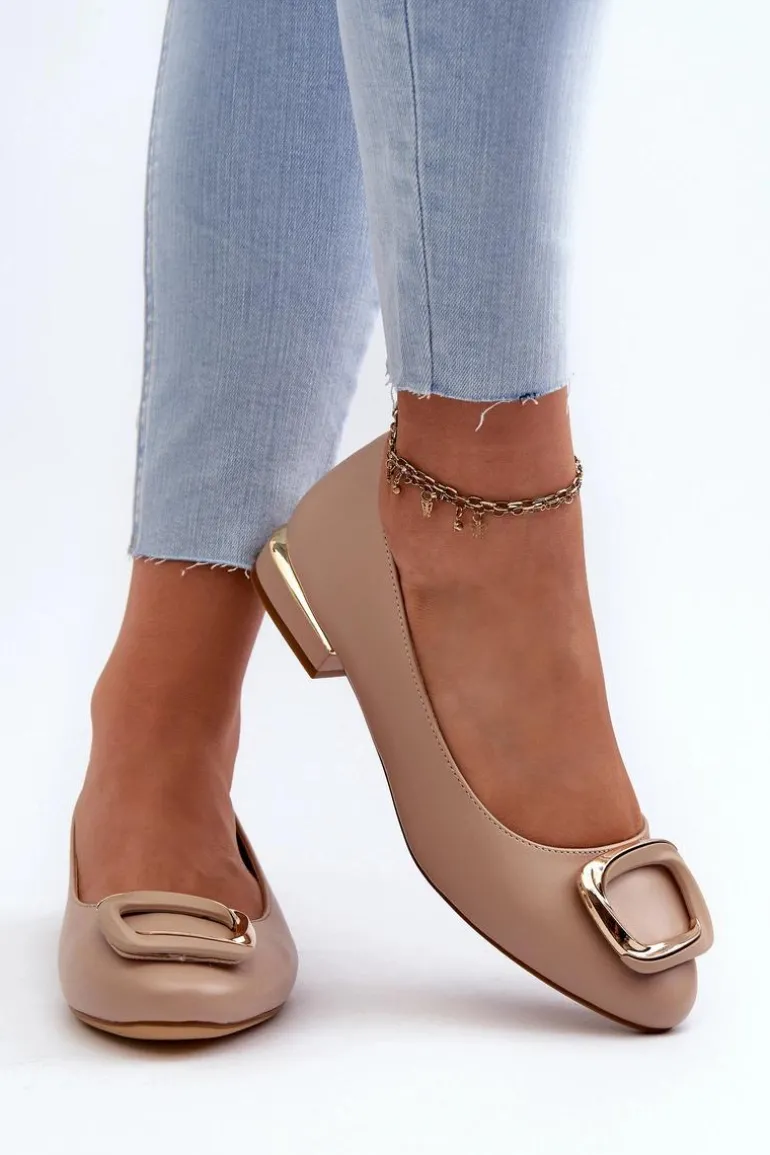 Baleriny Z Klamrą Sergio Leone BL203 Beżowe