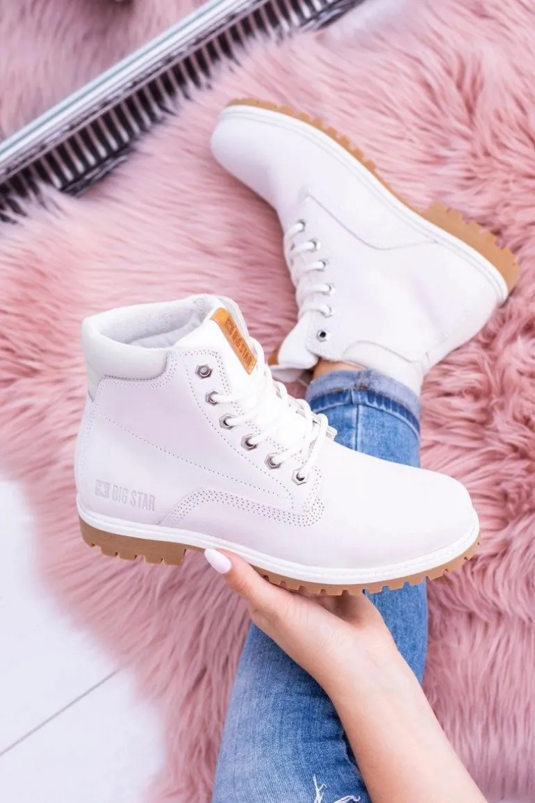 Big Star Botki Damskie Białe Timberki Traperki Timon