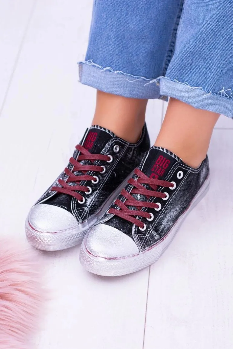 Big Star Czarne Posrebrzane Tenisówki Trampki BB274013