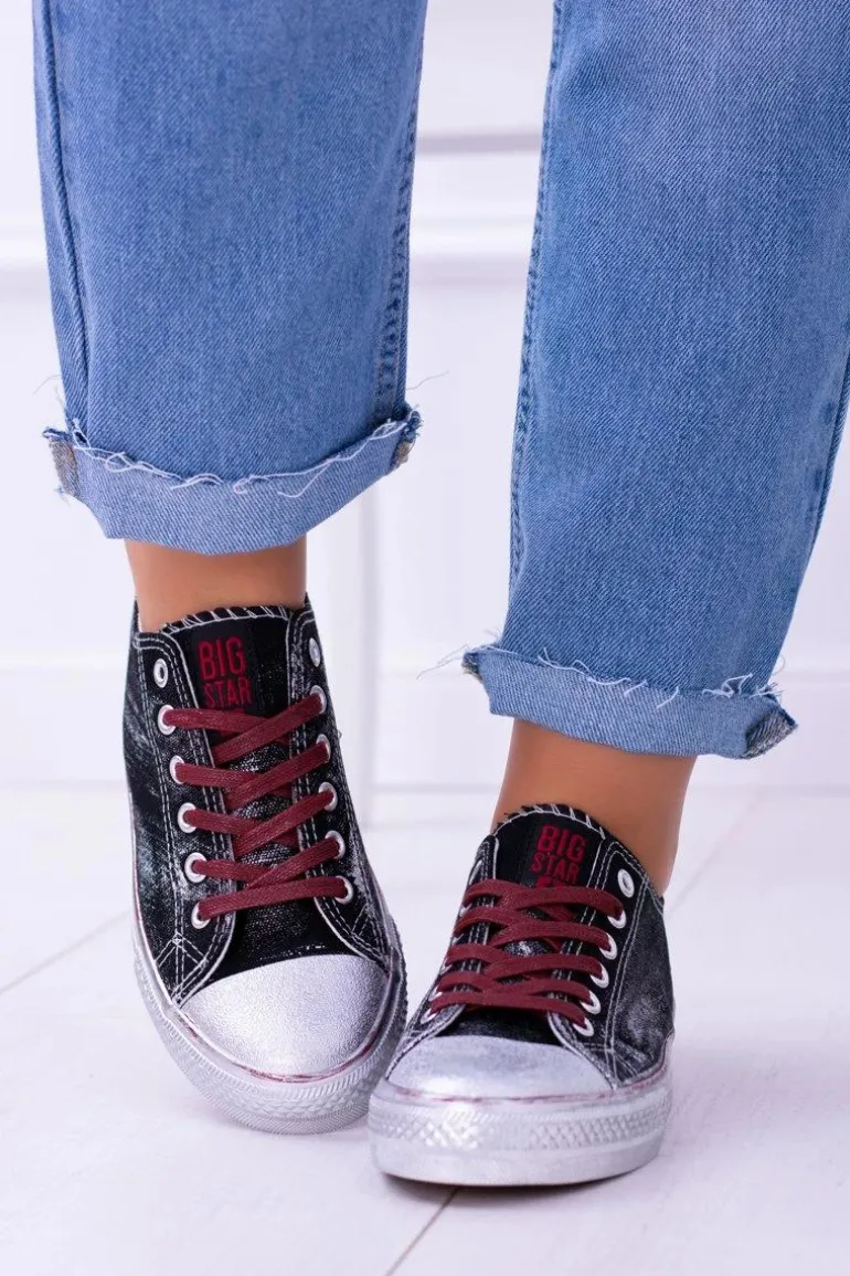 Big Star Czarne Posrebrzane Tenisówki Trampki BB274013