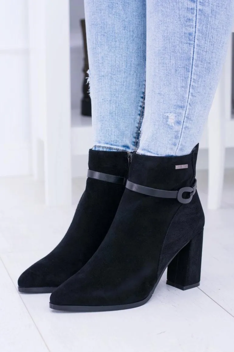 Big Star Czarne Zamszowe Botki Na Słupku BB274383