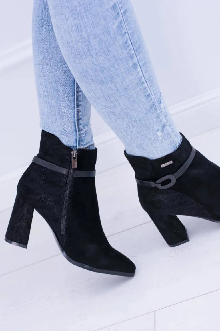 Big Star Czarne Zamszowe Botki Na Słupku BB274383