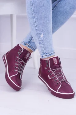 Big Star Ocieplane Bordowe Damskie Tenisówki BB274007