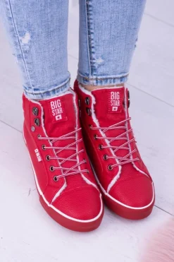 Big Star Ocieplane Czerwone Damskie Tenisówki BB274003