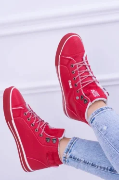 Big Star Ocieplane Czerwone Damskie Tenisówki BB274003