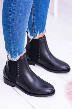 BIG STAR Skórzane Botki Sztyblety Czarne BB274611