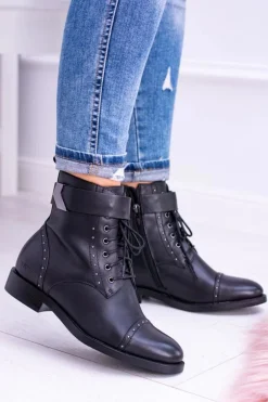 BIG STAR WYSOKIE BOTKI SZTYBLETY SKÓRZANE BB274612