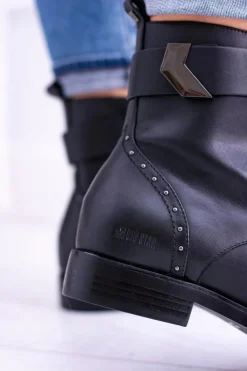 BIG STAR WYSOKIE BOTKI SZTYBLETY SKÓRZANE BB274612