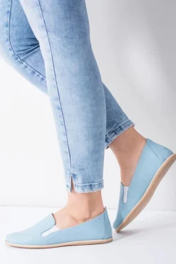 Błękitne Pastelowe Baleriny Damskie Skóra Fresca