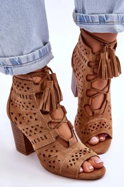 Botki Ażurowe Na Obcasie Camel Letya