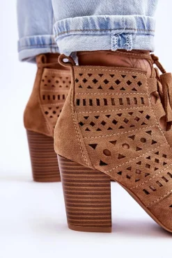 Botki Ażurowe Na Obcasie Camel Letya