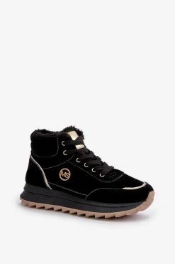 Botki Buty Sportowe Damskie Ocieplane Na Platformie Czarne Ariatte