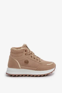 Botki Buty Sportowe Damskie Ocieplane Na Platformie Khaki Ariatte