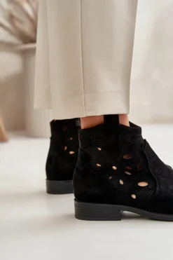 Botki Damskie Ażurowe Na Zamek Czarne S.Barski HY42-081