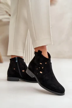 Botki Damskie Ażurowe Na Zamek Czarne S.Barski HY42-081