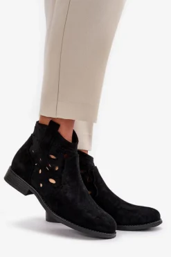 Botki Damskie Ażurowe Na Zamek Czarne S.Barski HY42-081