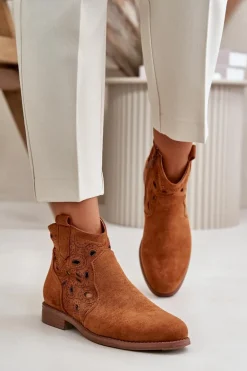 Botki Damskie Ażurowe Na Zamek Camel S.Barski HY42-081