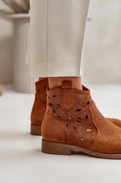 Botki Damskie Ażurowe Na Zamek Camel S.Barski HY42-081