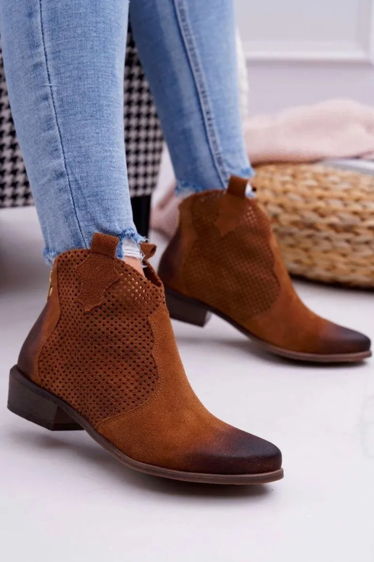 Botki Damskie Brązowe Skórzane Exquisite 1166