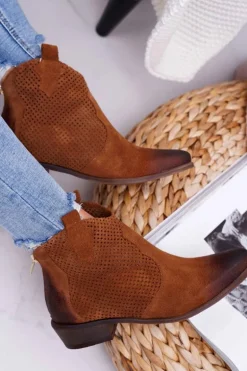 Botki Damskie Brązowe Skórzane Exquisite 1166