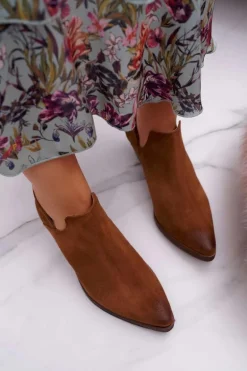 Botki Damskie Brązowe Wiosenne Skórzane Anabella