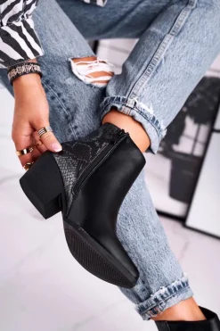 Botki Damskie Ciepłe Czarne Meatown