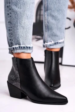 Botki Damskie Ciepłe Czarne Meatown