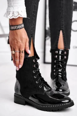 Botki Damskie Ciepłe Czarne Thunders