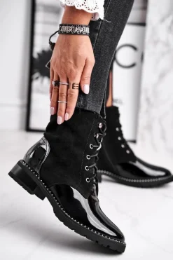 Botki Damskie Ciepłe Czarne Thunders