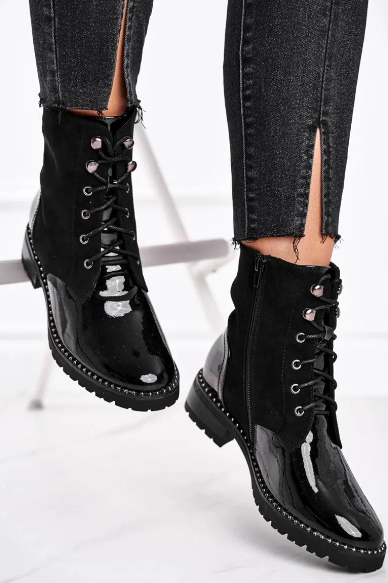 Botki Damskie Ciepłe Czarne Thunders