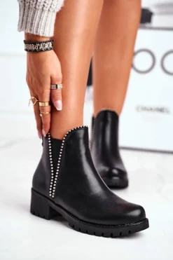 Botki Damskie Ciepłe Czarne Starry