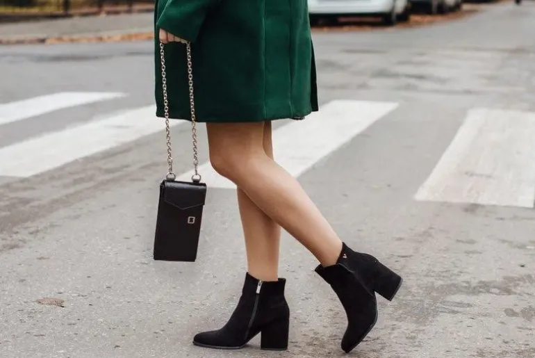 Botki Damskie Ciepłe Eko Zamsz Czarne So Good